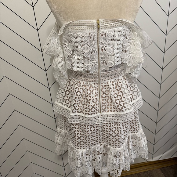 Self Portrait Off The Shoulder Guipure Lace Mini Dress - Picture 8 of 13